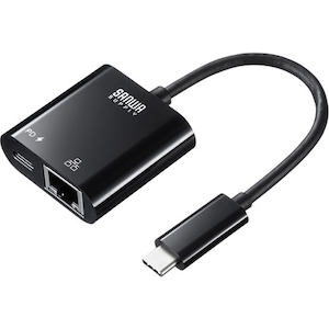 �T�����T�v���C�bUSB3.2 TypeC-LAN�ϊ��A�_�v�^(PD�Ή��E�u���b�N)�bUSB-CVLAN7BK