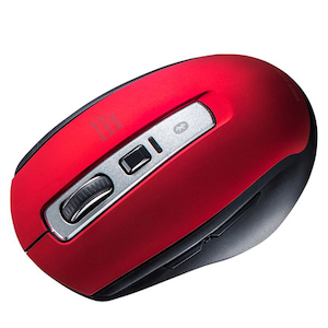 サンワサプライ｜Bluetooth 5.0 ブルーLEDマウス 静音 5ボタン Mサイズ（レッド）｜MA-BTBL162R