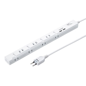 サンワサプライ｜スリムタップUSB充電機能付き（2P・8個口・3m）｜TAP-SLIM8U-3