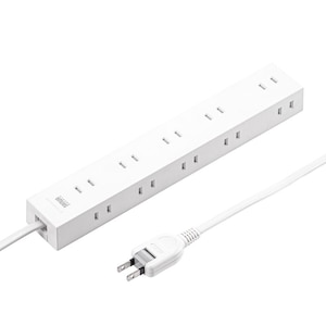 サンワサプライ｜電源タップ 2P 10個口 強力ネオジムマグネット シャッター付 2m｜TAP-2210-2W