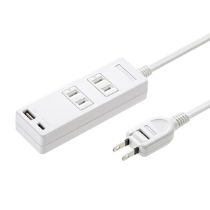 サンワサプライ｜USB充電機能付きタップ Type-C搭載（2P・2個口・2m）｜TAP-B101UC-2W