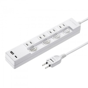 サンワサプライ｜USB充電機能付きタップ Type-C搭載（2P・4個口・2m）｜TAP-B102UC-2W