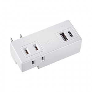 サンワサプライ｜モバイルタップ(AC×2個口＋USB-A×1＋Type-C×1)｜TAP-MUC1AC2W