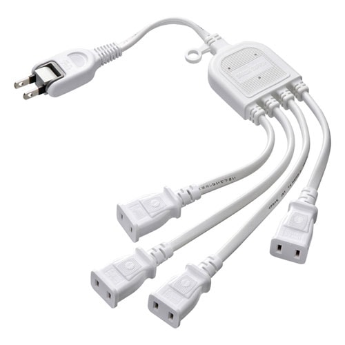 ACアダプタ専用 電源延長コード（4分岐・2P・4個口・ホワイト