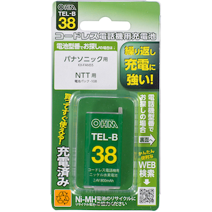 �I�[���b�[�d���j�b�P�����f�d�r 800mAh�bTEL-B38