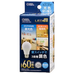 オーム｜LED電球 一般電球形 3段階調色　昼光色スタート　815lm(白色相当)｜LDA7D-G/CK AG93