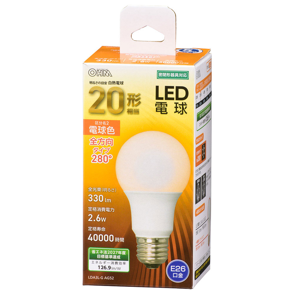 LED電球 小形電球形 350lm（昼光色相当） | オーム | LDA3D-G