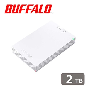 バッファロー｜BUFFALO｜USB3.1(Gen.1)/3.0対応 ポータブルハードディスク 2TB ホワイト｜HD-PCG2.0U3-GWA