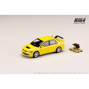 1/64 三菱ランサー GSR EVOLUTION 8 エンジンディスプレイモデル付き（イエローソリッド）【HJ643054Y】【在庫処分】