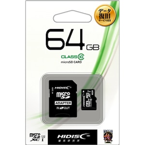 HIDISC�bmicroSDXC�������J�[�h 64GB CLASS10 UHS-I�bHDMCSDH64GCL10DS