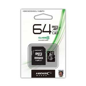 HIDISC�bmicroSDXC�������J�[�h 64GB CLASS10 UHS-I�bHDMCSDX64CL10UIJP3