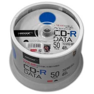 HIDISC｜データ用CD-R［48倍速対応 /700MB /インクジェット対応 /プリンタブル（ワイド/ホワイト） /50枚］｜TYCR80YP50SPMG