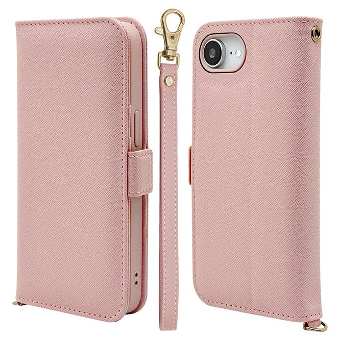 iPhone 16e用 花柄手帳型ケース（コーラルピンク） | ラスタバナナ