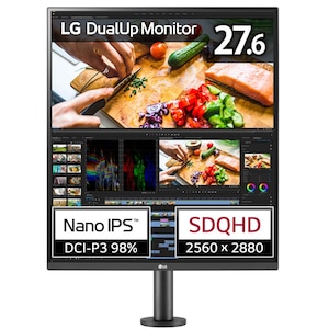 LGエレクトロニクス｜エルジー｜液晶ディスプレイ(27.6型/IPS/SDQHD 2560×2880/60Hz/5ms/HDR10/HDMI2.0/DP1.4/USB Type-C/VESA/PBP対応/3年保証・無輝点保証)(チャコールグレー/ブラック)｜28MQ780-B