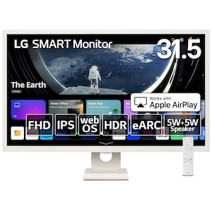 LGエレクトロニクス｜エルジー｜webOS搭載液晶ディスプレイ(31.5型/IPS/FullHD 1920×1080/60Hz/8ms/HDR10/HDMI2.1/VESA/3年保証・無輝点保証)(ホワイト)｜32SR50F-W