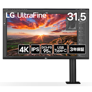 LGエレクトロニクス｜エルジー｜4K液晶ディスプレイ(31.5型/IPS/4K UHD 3840×2160/61Hz/5ms/HDR10/HDMI2.0/DP1.4/USB Type-C/VESA/3年保証・無輝点保証)(ブラック)｜32UN880K-B
