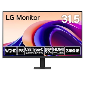 LGエレクトロニクス｜エルジー｜液晶ディスプレイ(31.5型/IPS/WQHD 2560×1440/100Hz/5ms/HDMI/Type-C/VESA/3年保証・無輝点保証)(ブラック)｜32U631A-B