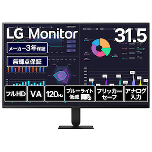 LG�G���N�g���j�N�X�b�G���W�[�b�t���f�B�X�v���C(31.5�^/VA/FullHD 1920�~1080/120Hz/5ms)(�u���b�N)�b32U401B-B