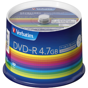 バーベイタム｜データ用16倍速対応DVD-R50枚パック4.7GB　ホワイトプリンタブル｜DHR47JP50V3
