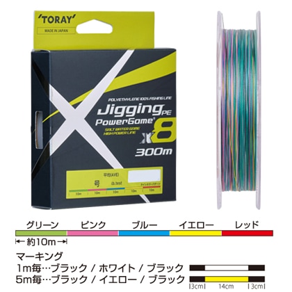 ジギングPE パワーゲーム X8 300m 10m×5色(3号/平均42lb) | 東レ