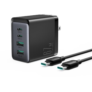 JOYROOM�i�W���C���[���j�b67W �}���[�d�� PD�Ή� 4�|�[�g(Type-C�~2/USB-A�~2) AC�A�_�v�^�[ USB-C�P�[�u���t���bJR-TCG02