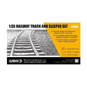 1/35 鉄道用線路 ＆ まくら木 (全長35.71cm)【35B06-A】