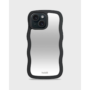 Holdit�i�z�[���f�B�b�g�j�biPhone17e/16e/15/14/13�p Wavy Case �w�ʃ~���[�ϏՌ��P�[�X�i�X�^�C���b�V���u���b�N�j�b16310