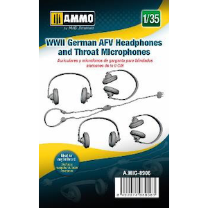 1/35 WW.II ドイツ軍 戦闘車両用ヘッドフォン & 咽喉マイク (4セット入り)【AMO-8906】