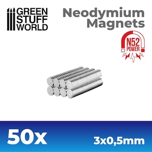 ネオジム磁石 3x0.5mm - 50 個入 (N52)【GSWD-9258】