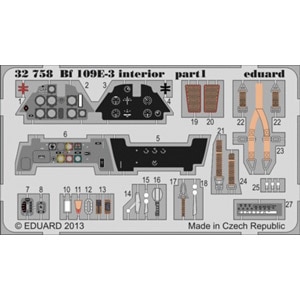 1/32 メッサーシュミットBf 109E-3内装パーツ 接着剤付 エッチングパーツ（サイバーホビー対応）【EDU32758】【在庫処分】