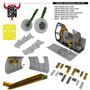 プラモデル　1/48 スピットファイアMk.Vb レジンパーツセット エアフィックス用 「BIG SINシリーズ」 ディティールアップパーツ [EDUSIN64818] 1/48 スピットファイアMk.Vb エアフィックス用【EDUSIN64818