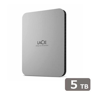 LaCie｜ラシー｜LaCie 外付け HDD 5TB ポータブル Mobile Drive USB3.2 USB Type-C×1 3年保証 Toolkit付属 【 Windows Mac iPad 】対応（ムーン・シルバー）｜STLP5000400