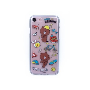 LINE FRIENDS�biPhone SE(��3/2����)/8/7�p �\�t�g�N���A�P�[�X MY FAVORITE THINGS�P�[�X�i�N�[���u���E���j�bKCL-TCB002