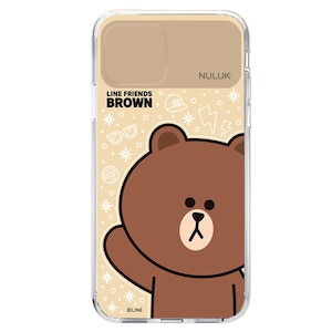 LINE FRIENDS�biPhone 11 Pro�p �n�C�u���b�h�P�[�X LIGHT UP CASE �x�[�V�b�N�i�u���E���j�bKCE-CSB019
