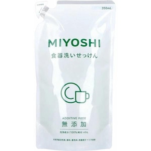 ミヨシ石鹸｜無添加食器洗いせっけん つめかえ用 スタンディングタイプ 350ml｜ﾑﾃﾝｶｼﾖﾂｷｱﾗｲﾂﾒｶｴ