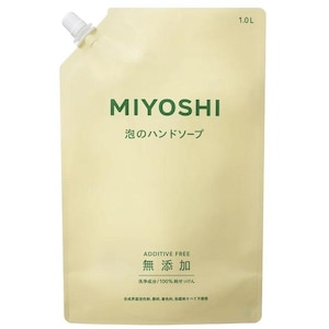 ミヨシ石鹸｜無添加せっけん 泡のハンドソープ リフィル (スパウトタイプ)  1L｜ﾑﾃﾝｶｾﾂｹﾝｱﾜﾊﾝﾄﾞ ｶｴ1L