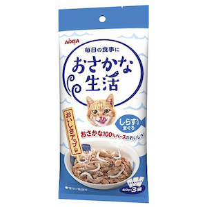 アイシア｜おさかな生活 しらす入りまぐろ 180g (60g×3袋)｜ｵｻｶﾅｾｲｶﾂｼﾗｽｲﾘ180G