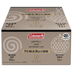 アース製薬｜アース極太虫よけ線香コールマン １０巻箱入 吊り下げ式線香皿付｜Cｺﾞｸﾌﾞﾄﾑｼﾖｹｾﾝｺｳ10ﾏｷ