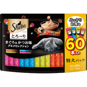 マースジャパンリミテッド｜シーバ とろ～り メルティ まぐろ＆かつお味グルメセレクション 12g×60P｜SMT60ﾄﾛ-ﾘMT&ｶﾂｵS60P