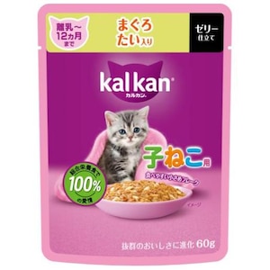 マースジャパンリミテッド｜カルカン パウチ ゼリー仕立て  12ヵ月までの子ねこ用 まぐろ たい入り 60g｜KP137ｺﾈｺﾏｸﾞﾛﾀｲ60G