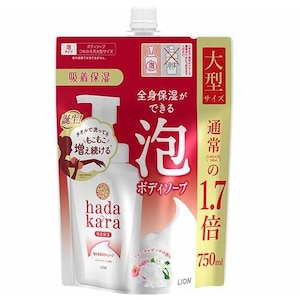 ライオン｜ハダカラ ボディソープ泡で出てくるタイプ フローラルブーケの香り つめかえ用大型サイズ 750ml｜ﾊﾀﾞｶﾗBSｱﾜﾌﾛ-ﾗﾙｶｴ750