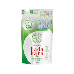 ライオン｜ハダカラ ボディソープ 泡で出てくるサラサラfeelタイプ グリーンシトラスの香り つめかえ 420mL｜ﾊﾀﾞｶﾗｱﾜｻﾗｻﾗｼﾄﾗｽｶｴ