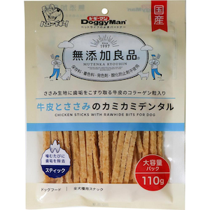 ドギーマンハヤシ｜無添加良品 牛皮とささみのカミカミデンタル 110g｜ｷﾞﾕｳﾋﾄｻｻﾐﾉｶﾐﾃﾞﾝﾀﾙ110