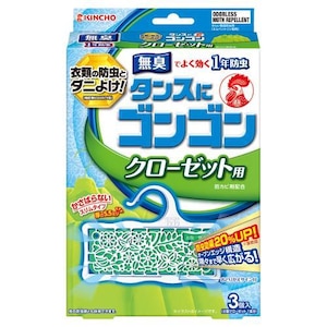 キンチョウ｜ゴンゴン クローゼット用 無臭タイプ 3個入｜ｺﾞﾝｺﾞﾝｸﾛ-ｾﾞﾂﾄﾖｳN3ｺﾑｼ