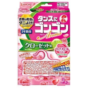 キンチョウ｜ゴンゴンアロマ クローゼット用 リッチフローラルの香り 3個入｜ｺﾞﾝｺﾞﾝｱﾛﾏｸﾛ-ｾﾞN3ｺRﾌﾛ